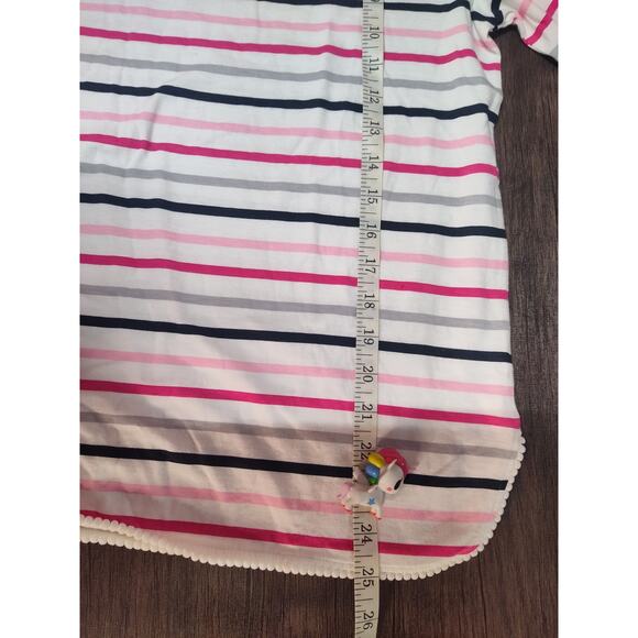 Talbots 3/4 Sleeve Multicolor Nautical Stripes Ball Trim T-shirt Medium - Picture 6 of 9